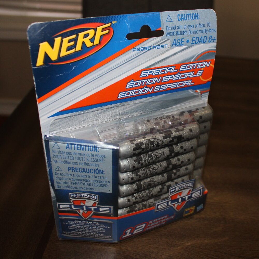 3/$28❤️new sealed Nerf N-Strike Elite Pack of 12 Special Edition Gray Grey Darts